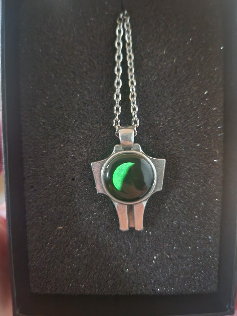 Silver-Tone Black Stone Pendant Necklace